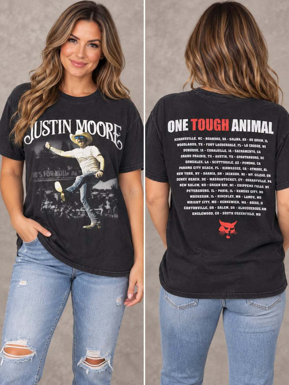 Port & Company Justin Moore Concert Tour T-Shirt Size S Black Graphic Tee